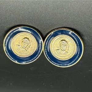 Vintage‎ Rosecraft Roman Coin Enamel Earrings Clip On POSTV MVSAVG